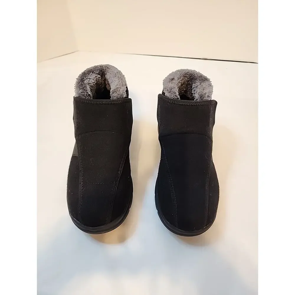 Fitville The Fit Family Shoes Slippers Size 8.5W Mens Black Warm Cozy